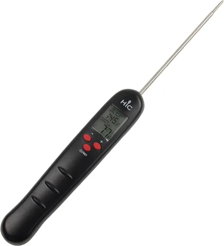 Vista 10 de HIC Kitchen Termómetro de carne de lectura instantánea para asar, acero inoxidable, cara inastillable, cubierta protectora con tabla de temperatura