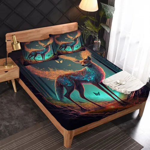 Vista 30 de Juego de sábanas de tamaño King, sábanas de conejo, sábanas de microfibra y fundas de almohada de 4 piezas, juego de sábanas con estampado colorido