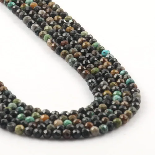 Vista 3 de 180 piezas 2mm Cuentas de piedras preciosas de turquesa africana natural facetada redonda suelta para hacer joyas