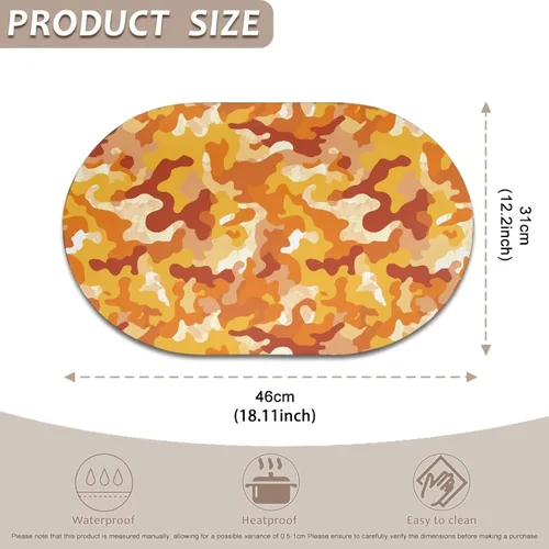Vista 4 de Autumn Placemats Set of 2 Waterproof Wipeable 12X18 Inch Faux Leather Non Slip Heat Resistant Mats for Thanksgiving Dinner Outdoor Decor