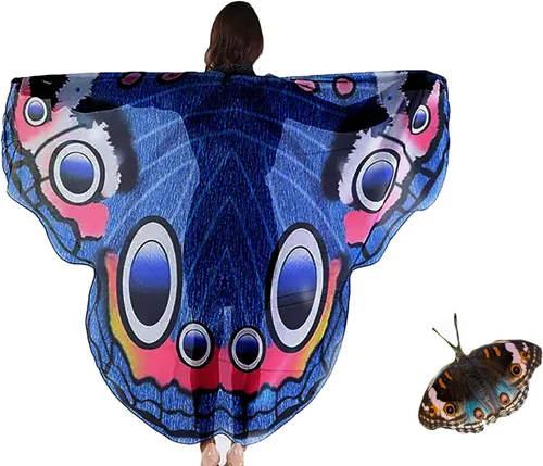 Vista 2 de Disfraz de alas de mariposa de Halloween para mujeres y niñas, capa de polilla impresa