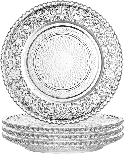 Vista 11 de Sizikato 4 platos de cristal transparente, plato de postre de frutas secas de 6 pulgadas para el hogar y KTV