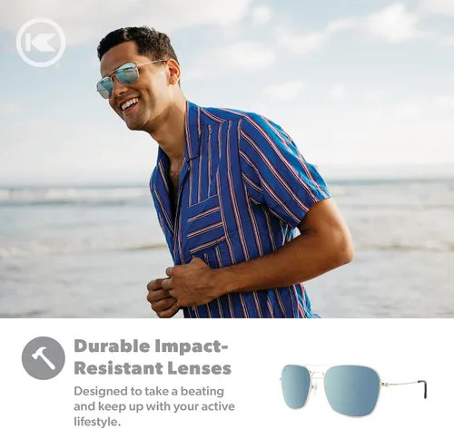 Vista 5 de Knockaround Mount Evans Polarized Sunglasses - Squared Aviator Style Sunglasses with Full UV400 Protection
