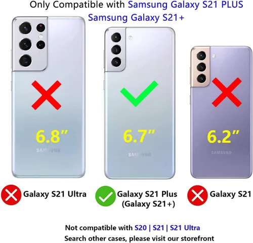 Vista 2 de Funda para Samsung Galaxy S21 Plus, protección contra caídas de grado militar con soporte de metal, color azul
