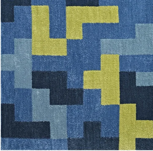 Vista 5 de Modway Andela - Alfombra de mosaico entrelazada de 8 x 10 pies, color azul multicolor y verde oliva claro