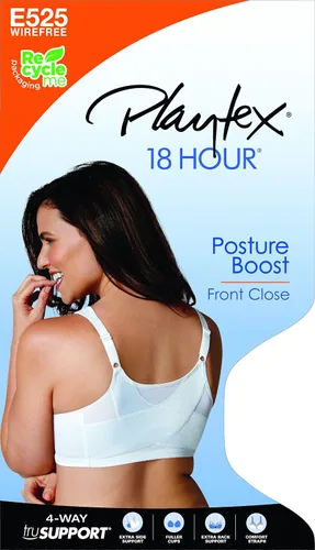 Vista 8 de Playtex - Brasier de copa completa para mujer con cierre delantero, soporte posterior para mejorar la postura, sin varilla, modelo #E525