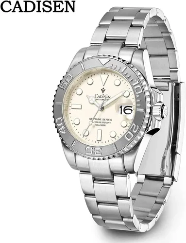 Vista 8 de CADISEN Reloj mecánico automático para hombre, reloj casual para hombre, correa de cuero, impermeable, zafiro