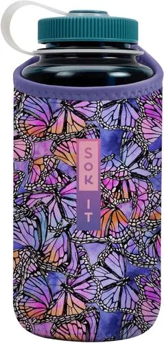 Vista 128 de Sok It BotlSok Funda para botella de agua con cubierta de neopreno aislante (Floral abstracto, se ajusta a CamelBak o Nalgene de 12 onzas)