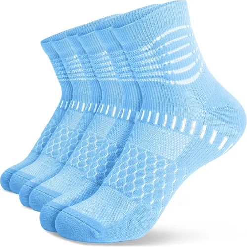 Vista 23 de IRAMY Calcetines de compresión de tobillo Coolmax para mujeres y hombres, calcetines que absorben la humedad, alivio de la fascitis plantar, 3/5