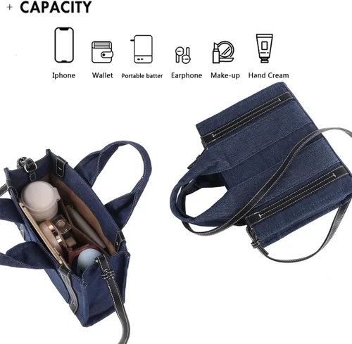 Vista 4 de Casual Bags for Women Patchwork Denim Tote Bag Designer Clutch Women Handbags Shoulder Crossbody Bags Ladies Shopper Purses