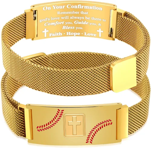 Vista 55 de Regalos de graduación, pulsera de fútbol, fútbol, baloncesto, béisbol, regalos de pulsera, pulseras de cruz de fe para hombres, bautismo, primera