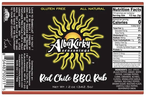 Vista 4 de AlbuKirky Seasonings Red Chile BBQ Rub - Hatch Chile rojo, sin gluten, sin MSG - 12 onzas