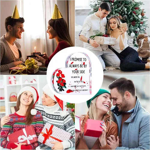 Vista 9 de Placa de corazón de acrílico, citas inspiradoras, regalo romántico para novia, novio, amante, regalo para boda, cumpleaños, aniversario, decoración