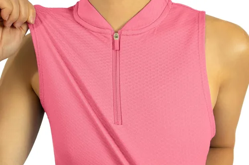 Vista 3 de Three Sixty Six Polo de golf sin mangas para mujer, sin cuello, con cremallera, de secado rápido, para mujer