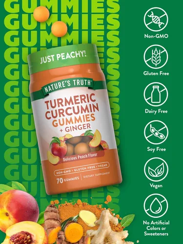 Vista 3 de Nature's Truth Gomitas de cúrcuma y jengibre 70 unidades Sabor