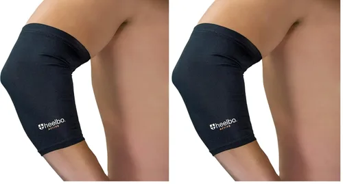 Vista 19 de Heelbo Manga de compresión de rodilla con fibras de cobre infundidas y tela transpirable para aliviar el dolor de rodilla, soporte de rodilla