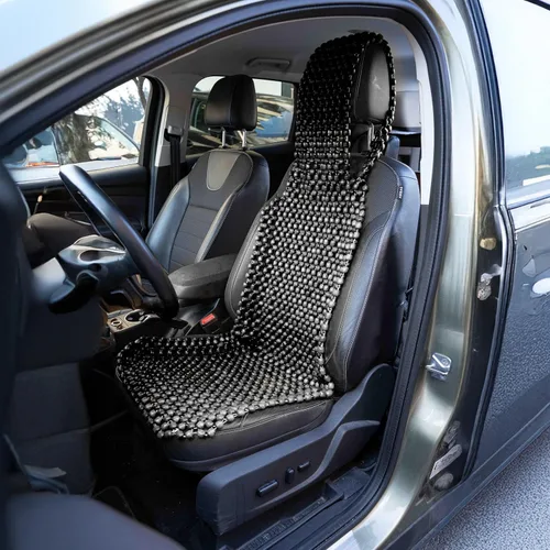 Vista 2 de ZONETECH Funda de asiento con cuentas para refrigeración, cojín de masaje, asiento de automóvil, cuentas de madera natural para semircamión