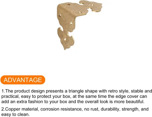 Vista 4 de METALLIXITY Protectores de esquina decorativos (1.024 in/1.02 pulgadas), 4 unidades, protector de borde de madera de cobre para muebles, mesa