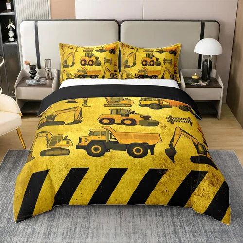 Vista 44 de Funda de edredón de campista 100% algodón individual, juego de ropa de cama de campamento feliz para niños y niñas, funda de edredón de remolque