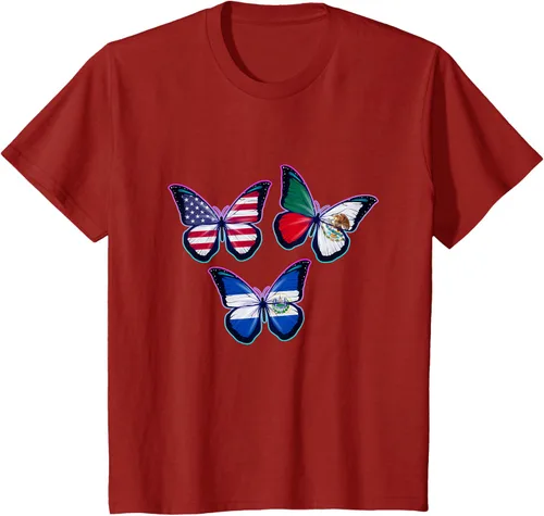 Vista 71 de Multiculti Heritage. Camiseta El Salvador México y Estados Unidos