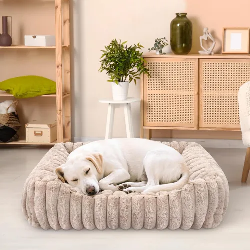 Vista 3 de Cama ultrasuave para perros y gatos pequeños y medianos, lavable a máquina, cama rectangular para mascotas con parte inferior antideslizante, tapete