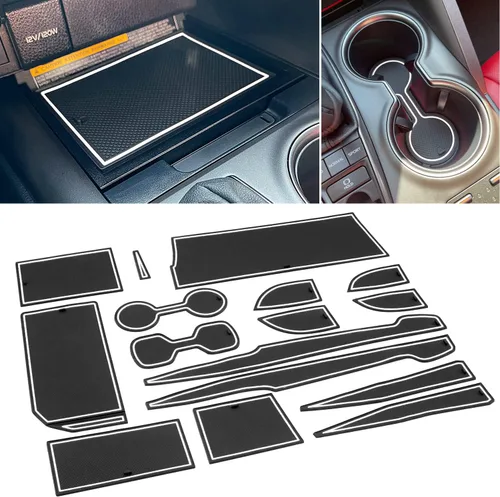 Vista 9 de Para Toyota Camry Accessories 2018 2019 2020 2021 2022 2023 2024 Inserto de portavasos personalizado, organizador de consola central, tapete de Negro