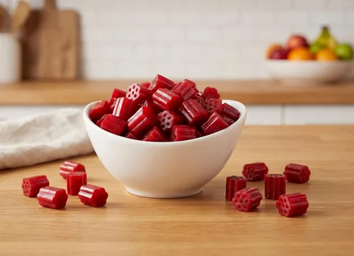 Vista 7 de Bocados de regaliz rojo cereza 1 lb Bolsa a granel suave masticable dulce dulce fresco