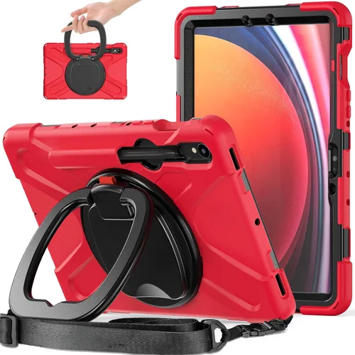Vista 36 de 360 Rotation Case for Galaxy Tab ActivePro/Tab Active4 Pro/Active 5 Pro 10.1" Sturdy Cover Rotate Ring Stand Shoulder Carrying Strap Hand Strap