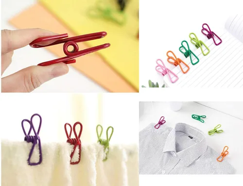 Vista 4 de 30 clips rojos de 2 pulgadas, recubiertos de PVC, alta elasticidad, clips para ropa, alimentos y bolsas