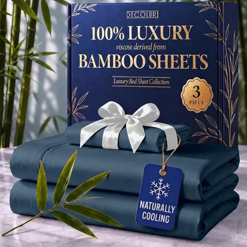 Vista 39 de DECOLURE Sábanas 100% Viscosa Derivada de Bambú Tamaño Individual - Sábanas de Lujo de 3 Piezas Naturalmente Refrescantes, Juego de Cama Ultra Suave