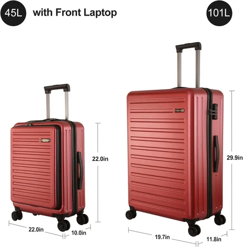 Vista 2 de TydeCkare Juego de equipaje ABS+PC ruedas giratorias ligeras de 2028 pulgadas., Rojo vino, Moda