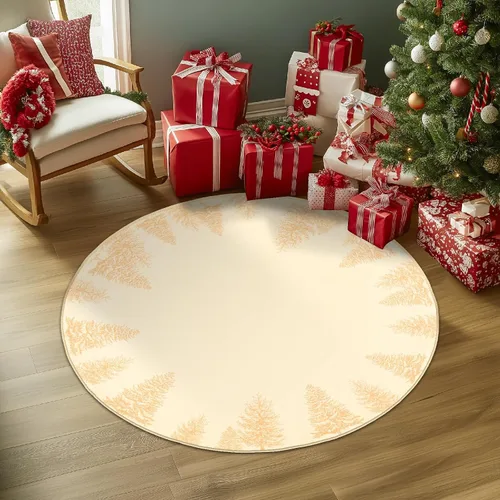 Vista 12 de COLLACT Alfombra de pasillo de Navidad de 2 x 10 pies, color verde sobre crema, alfombra de camino de árbol de Navidad, alfombra lavable, alfombra