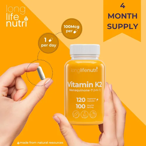 Vista 5 de Vitaminas K2 MK-7, 120, Anaranjado, 1
