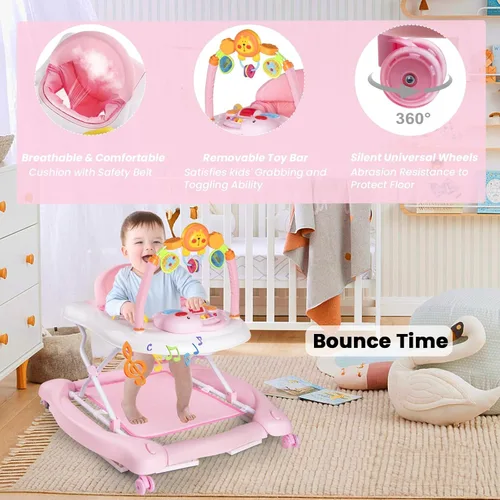 Vista 5 de Boyro Baby Andador de bebé 5-en-1, andadores de bebé para niños y niñas de 6 a 12 meses, andador de actividad plegable, andador para bebés y niños
