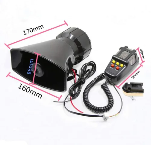 Vista 3 de Sirena policía coche sirena cuerno altavoz coche gritos alarma policía cuerno con micrófono amplificador 12V 80W sonido emergencia amplificador