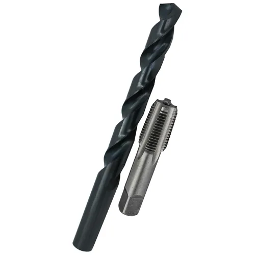 Vista 15 de Drill America POU juego de llave de tubería de acero de carbono NPT y broca para taladro HSS (1/8 pulgadas NPT - 1 pulgadas NPT), 1