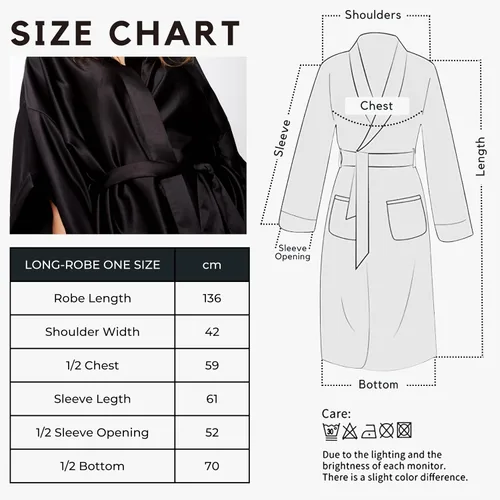 Vista 8 de Bata tipo kimono de satén con bolsillos, bata de satén para mujer, acogedora bata larga de satén para mujer, bata de lujo