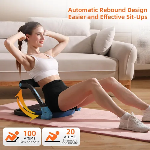 Vista 2 de Máquina de abdominales con bandas de resistencia para ejercicio abdominal, 3 niveles ajustables, equipo de ejercicio de sentadilla para gimnasio