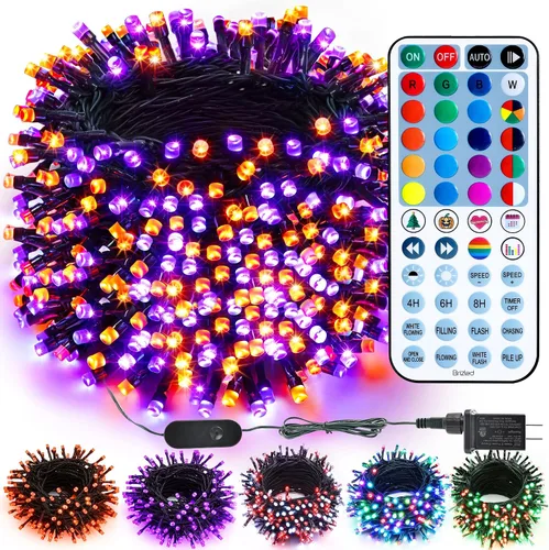 Vista 11 de Brizled Cadena de luces que cambian de color, 33 pies, 100 luces LED pasrel RGB - Cable transparente - USB