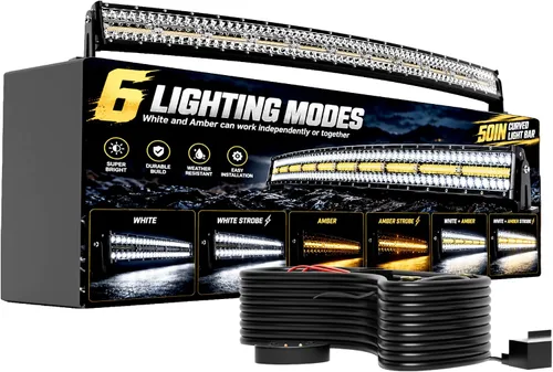 Vista 18 de [Usado] Barra de luz LED de 12 pulgadas y 72 W, luz estroboscópica blanca/ámbar con seis modos, luces antiniebla de conducción, haz de luz