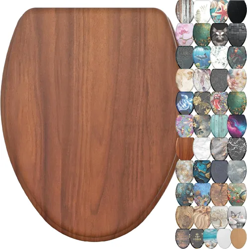 Vista 39 de Sanilo Asiento de inodoro de madera con liberación rápida y cierre suave [alargado] Asiento de madera moldeada decorativo y de cierre lento, con un