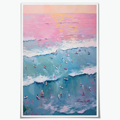 Vista 13 de Póster de surf oceánico azul de los años 90, arte de pared de verano y playa, surfista costero, hombres, deportes extremos de agua, impresiones