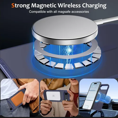 Vista 1150 de Anuck - Funda magnética para iPhone 11 compatible con MagSafe, carcasa trasera mate translúcida dura, borde de TPU, delgada, resistente a impactos