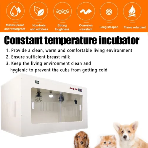Vista 2 de QIANG Incubadora de perrera transpirable visible con calefacción, caja grande para cachorros y gatitos, cuenta con diseño transparente y control
