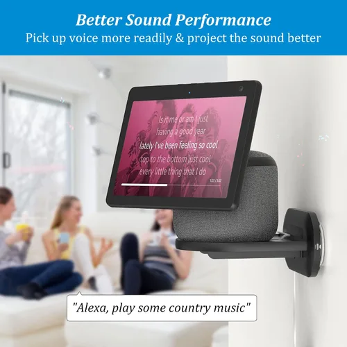 Vista 3 de PlusAcc Show 10 - Soporte de montaje en pared para Echo Show 10 de 3ª generación, ahorro de espacio para accesorios Alexa, estante (negro)