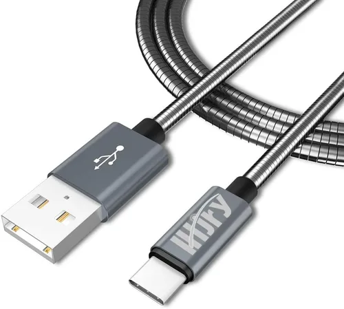 Vista 3 de Cable USB tipo C, trenzado de metal de 6.6 pies, paquete de 2 cables de carga USB-A a USB-C, cable de carga rápida para Samsung Galaxy S21 S20+ S10