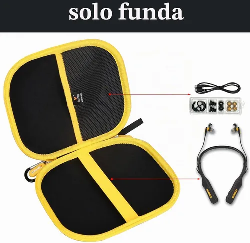 Vista 3 de Aproca Funda compatible con auriculares Bluetooth 2 en 1 con banda para el cuello DEWALT resistente magnético/negro, bolsa de almacenamiento