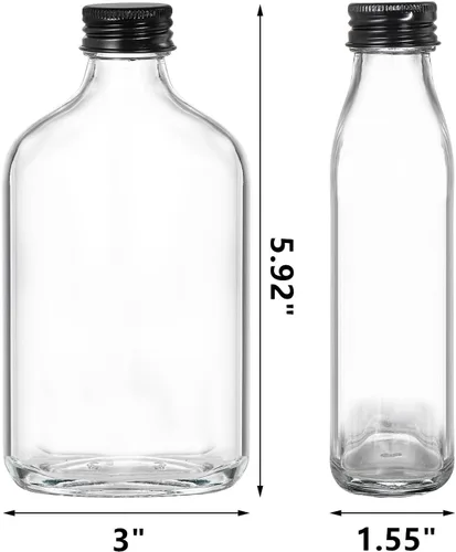 Vista 2 de Tebery Paquete de 20 botellas de vidrio para licor con tapas negras, botellas de bebida de 6.6 onzas para cerveza, leche, bebida, perfume, aceite