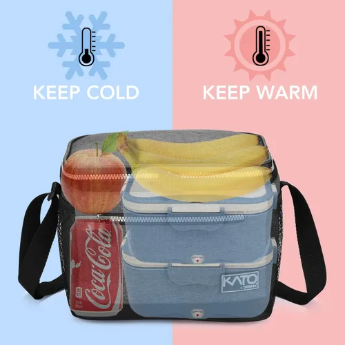 Vista 2 de Tirrinia Lonchera aislada para hombres/mujeres, bolsa de almuerzo a prueba de fugas para escuela y trabajo, bolsa de almuerzo grande para niños