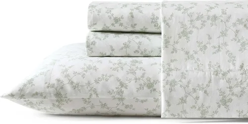 Vista 27 de Laura Ashley - Juego de sábanas individuales con sábana bajera y funda de Bettinas Blooms Rojo